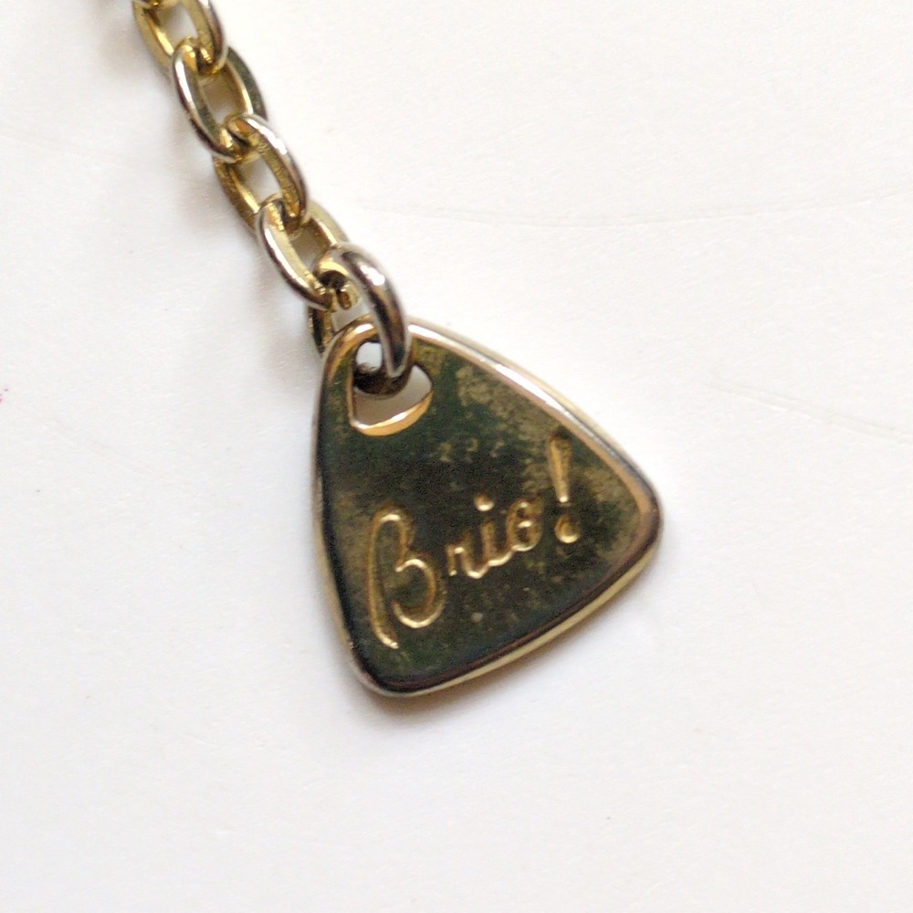 Brio! Purse Charm Hangtag or Zipper Pull Gold Tone Logo Ball Chain